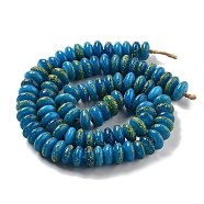 Handmade Nepalese Lampwork Beads, Rondelle, Dodger Blue, 12~16x5~9mm, Hole: 3.6~5mm, about 90~98pcs/strand, 25~25.98 inch(63.5~66cm)(LAMP-Z008-12B)