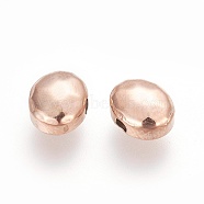 Ion Plating(IP) 304 Stainless Steel Beads, Oval, Manual Polishing, Rose Gold, 8.5x7x4.5mm, Hole: 1.6mm(STAS-O119-20RG)