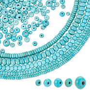 5 Strands 5 Styles Synthetic Turquoise Beads Strands, Dyed, Rondelle, Turquoise, 4~8x2~5mm, Hole: 1mm, about 80~160pcs/strand, 15~15.5 inch(39.37~38.1cm), 1 strand/style(TURQ-AR0001-40)