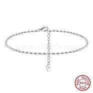 925 Sterling Silver Anklet, Real Platinum Plated, 8-5/8 inch(21.8cm)(AJEW-Z029-19P)