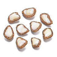 Natural Trochid Shell/Trochus Shell Beads, with Polymer Clay Rhinestone, Twist Oval, Chocolate, White, PP13(1.9~2mm), 16~23x13.5~17x7.5~10mm, Hole: 0.7~0.9mm(RB-S056-18)