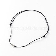 Adjustable Cowhide Leather Cord Pendant Necklaces, with Alloy Findings, Antique Silver, Black, 18.5 inch(NJEW-JN01487)