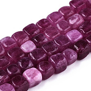 Natural Dolomite Beads Strands, Dyed, Cube, Purple, 7~8x7~8x7~8mm,  Hole: 1.2mm, about 50~52pcs/strand, 14.76 inch~15.35 inch(37.5cm~39cm)(G-T131-56E)