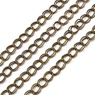 Iron Double Link Chains, Unwelded, Lead Free and Nickel Free, Antique Bronze Color, with Spool, link: 9.4mm wide, 10mm long, 1mm thick, about 164.04 Feet(50m)/roll(CHD005Y-AB)