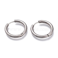201 Stainless Steel Huggie Hoop Earrings, with 304 Stainless Steel Pin, Hypoallergenic Earrings, Ring, Stainless Steel Color, 9 Gauge, 24x3mm, Pin: 1mm(EJEW-L256-05F-P)