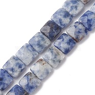 Natural Blue Spot Jasper Beads Strands, Faceted Square, 10x10x5mm, Hole: 1.2mm, about 20pcs/strand, 7.95''(20.2cm)(G-K359-B19-01)