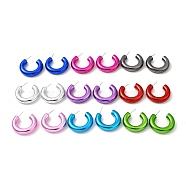Ring Acrylic Stud Earrings, Half Hoop Earrings with 316 Surgical Stainless Steel Pins, Mixed Color, 37x8.5mm(EJEW-P251-07)