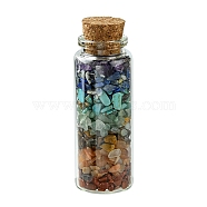 Glass Wishing Bottle Decoration, Chakra Healing Bottles, Wicca Gem Stones Balancing, with Synthetic & Natural Mixed Gemstone Beads Drift Chips inside, 27x77mm(AJEW-JD00012-01)
