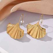 Ion Plating(IP) 304 Stainless Steel Ginkgo Leaf Dangle Earrings for Women, Golden, 22x27.5x2mm, Pin: 0.5mm(EJEW-K243-03G)