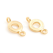 Brass Links connectors, Long-Lasting Plated, Matte Style, Round Ring, Real 14K Gold Plated, 15x8x1mm, Hole: 1.5mm(KK-L155-26MG)