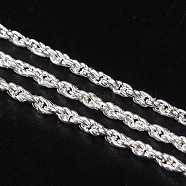 Iron Rope Chains, Unwelded, Silver Color Plated, with Spool, Link: 2mm, Wire: 0.45mm thick, Chain: 3mm thick, about 328.08 Feet(100m)/roll(CHP001Y-S)