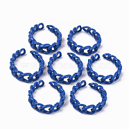 Spray Painted Alloy Cuff Rings, Open Rings, Cadmium Free & Lead Free, Curb Chain Shape, Blue, US Size 5 1/2(16.1mm)(RJEW-T011-11-RS)