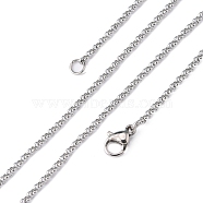 Rolo Chain Necklace for Men, 304 Stainless Steel Necklaces, with Lobster Claw Clasps, Stainless Steel Color, 17.7 inch(45cm), 2mm(NJEW-F027-14-2mm)