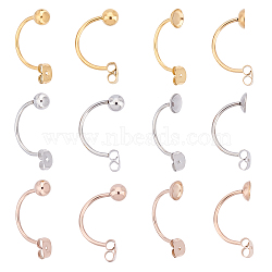 DICOSMETIC 36Pcs 6 Style Ion Plating(IP) 304 Stainless Steel Ear Nut, Butterfly Earring Backs for Post Earrings, with Round Ball Beads & Tray, Mixed Color, 23x5~6mm, 6pcs/style(STAS-DC0004-75)