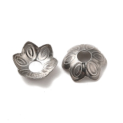 Non-Tarnish 304 Stainless Steel Bead Caps, 6-Petal, Flower, Stainless Steel Color, 8.5x8x3mm, Hole: 2.5mm(STAS-D244-03P-A)