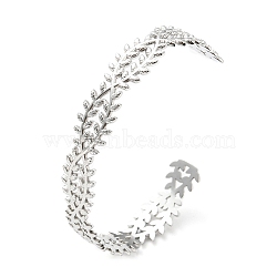 304 Stainless Steel Leafy Branch for Women, Leaf, Stainless Steel Color, Inner Diameter: 2-3/8 inch(5.95cm)(BJEW-B064-04P)