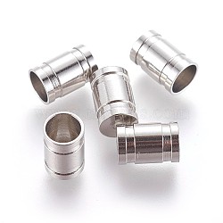 304 Stainless Steel Cord Ends, Column, Stainless Steel Color, 9x6mm, Hole: 2mm, Inner Diameter: 5mm(STAS-P237-25P)