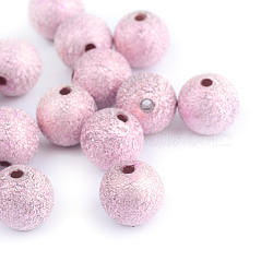 Spray Painted Acrylic Beads, Matte Style, Round, Pink, 6mm, Hole: 1.5mm, about 4700pcs/500g(ACRP-Q018-6mm-003)