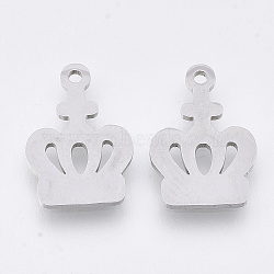 201 Stainless Steel Pendants, Laser Cut Pendants, Crown, Stainless Steel Color, 17.5x12x1mm, Hole: 1.4mm(STAS-T044-117P)