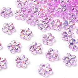 Transaparent Acrylic Beads, Plum, AB Color Plating, Medium Orchid, 13.5x14.5x4.5mm, Hole: 1.8mm, about 1111pcs/500g(PACR-H004-01I)