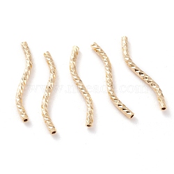 Brass Tube Beads, Long-Lasting Plated, Curved Beads, Real 24K Gold Plated, 20x1.5mm, Hole: 0.8mm(KK-Y003-84A-G)