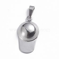 201 Stainless Steel Pendants, Cap, Stainless Steel Color, 26.5x14x5.5mm, Hole: 2.5x6.5mm(STAS-O113-17P)