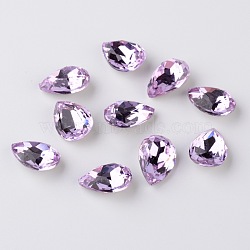 Faceted Teardrop K9 Glass Rhinestone Cabochons, Pointed Back & Back Plated, Grade A, Violet, 18x13x6mm(RGLA-I001-18x13mm-002)