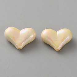 Electroplate Opaque Acrylic Beads, Heart, PeachPuff, 15.5x22x8.5mm, Hole: 1.6mm(MACR-WH0010-38D)