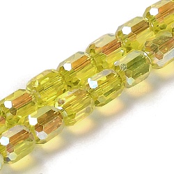 Electroplate Glass Beads Strands, Faceted, Column, Yellow, 6x6.5mm, Hole: 1mm, about 72pcs/strand, 20.87''(53cm)(EGLA-D030-19B)