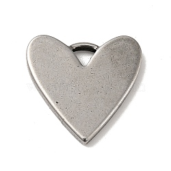 304 Stainless Steel Pendants, Heart Charms, Antique Silver, 19x19.5x2mm, Hole: 3x3mm(STAS-G278-30AS)