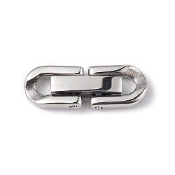 Non-Tarnish 304 Stainless Steel Fold Over Clasps, Oval, Stainless Steel Color, 18x6.5x3mm, Hole: 2.5x2.5mm(X-STAS-G307-11A-P)