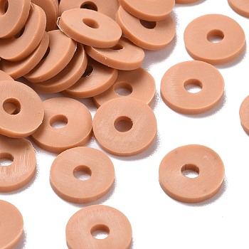 Handmade Polymer Clay Beads, Disc/Flat Round, Heishi Beads, BurlyWood, 8x0.5~1mm, Hole: 2mm, about 13000pcs/1000g