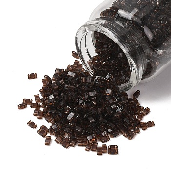 MIYUKI Half TILA Beads, Japanese Seed Beads, 2 Hole, (HTL135) Transparent Root Beer, 5x2.3x1.9mm, Hole: 0.8mm, about 1250pcs/50g