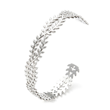 304 Stainless Steel Leafy Branch for Women, Leaf, Stainless Steel Color, Inner Diameter: 2-3/8 inch(5.95cm)