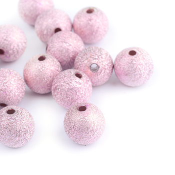 Spray Painted Acrylic Beads, Matte Style, Round, Pink, 6mm, Hole: 1.5mm, about 4700pcs/500g