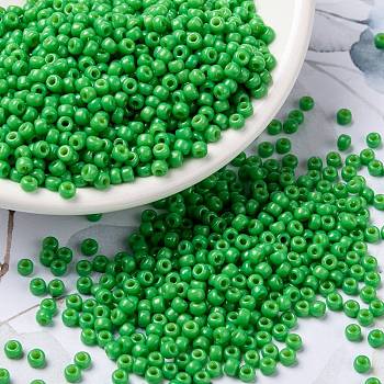 MIYUKI Round Rocailles Beads, Japanese Seed Beads, 8/0, (RR4476) Duracoat Dyed Opaque Fiji Green, 3mm, Hole: 1mm, about 422~455pcs/10g