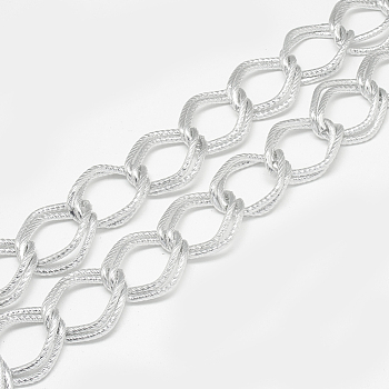 Unwelded Aluminum Curb Chains, Gainsboro, 32x25x2.3mm