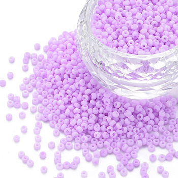 13/0 Glass Seed Beads, Macaron Color, Round Hole, Round, Medium Orchid, 13/0, 2~2.3x1.5mm, Hole: 0.8mm, about 450g/bag