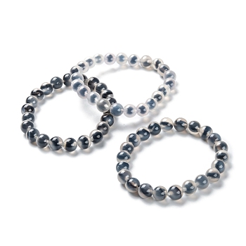 Unisex Natural Sugar Heart Agate Beaded Stretch Bracelets, Clear, Beads: 8~8.5mm, Inner Diameter: 2~2-1/4 inch(5.2~5.8cm)