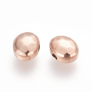 Ion Plating(IP) 304 Stainless Steel Beads, Oval, Manual Polishing, Rose Gold, 8.5x7x4.5mm, Hole: 1.6mm