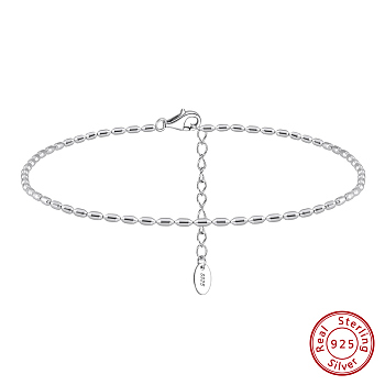 925 Sterling Silver Anklet, Real Platinum Plated, 8-5/8 inch(21.8cm)