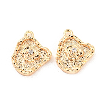 Brass Micro Pave Cubic Zirconia Pendants, Irregular Oval, Real 18K Gold Plated, 13.5x11.5x3.5mm, Hole: 1.2mm