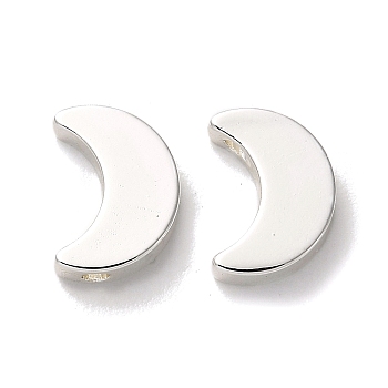 Brass Beads, Long-Lasting Plated, Moon, Platinum, 11.5x8x3mm, Hole: 1.6mm
