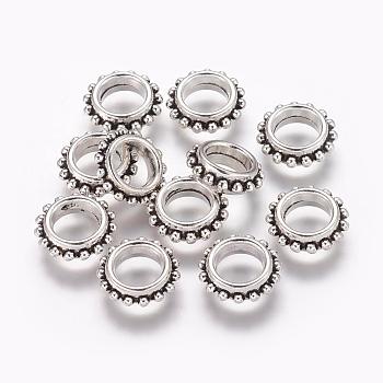 Tibetan Style Alloy Beads, Cadmium Free & Nickel Free & Lead Free, Gear, Antique Silver, 13.5x4.5mm, Hole: 7mm