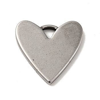 304 Stainless Steel Pendants, Heart Charms, Antique Silver, 19x19.5x2mm, Hole: 3x3mm