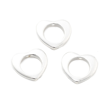 Brass Bead Frame, Lead Free & Cadmium Free, Long-Lasting Plated, Heart, Silver, 12x14x2mm, Hole: 0.8mm