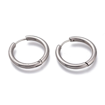 201 Stainless Steel Huggie Hoop Earrings, with 304 Stainless Steel Pin, Hypoallergenic Earrings, Ring, Stainless Steel Color, 9 Gauge, 24x3mm, Pin: 1mm
