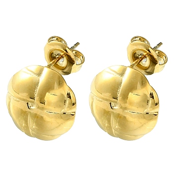 Ion Plating(IP) 304 Stainless Steel Stud Earrings, Flower, Real 14K Gold Plated, 12mm