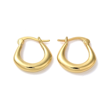 Rack Plating Brass Hoop Earrings for Women, Lead Free & Cadmium Free, Long-Lasting Plated, Real 18K Gold Plated, 16x3.5mm