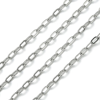 304 Stainless Steel Cable Chains, Soldered, Flat Oval, Stainless Steel Color, 4.5x2.5mm